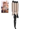 Hair Curler Triple Pipe Hair Curling Iron Wand 2 Temperature Tourmaline Electric Hair Styling ToolGold US Plug