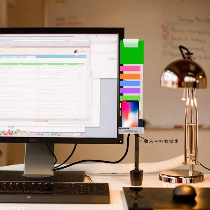 Acrylic Side-Mount Sticky Note Board Monitor Screen Desk Organizer Whiteboard Memo Pad Holder