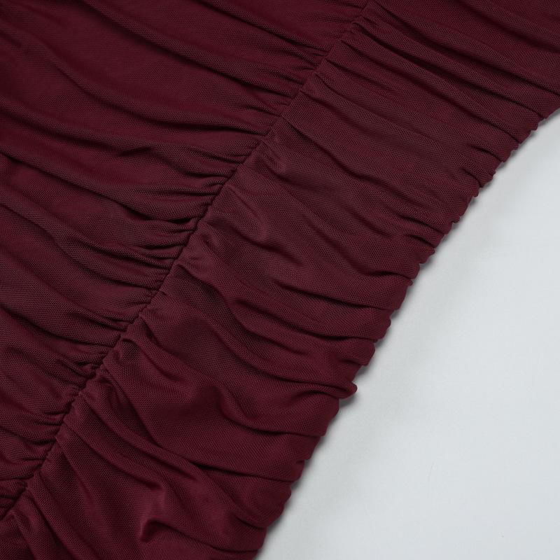 European and American Sexy Mesh Patchwork Slit Strapless Fashionable Slim Fit Dress for Women