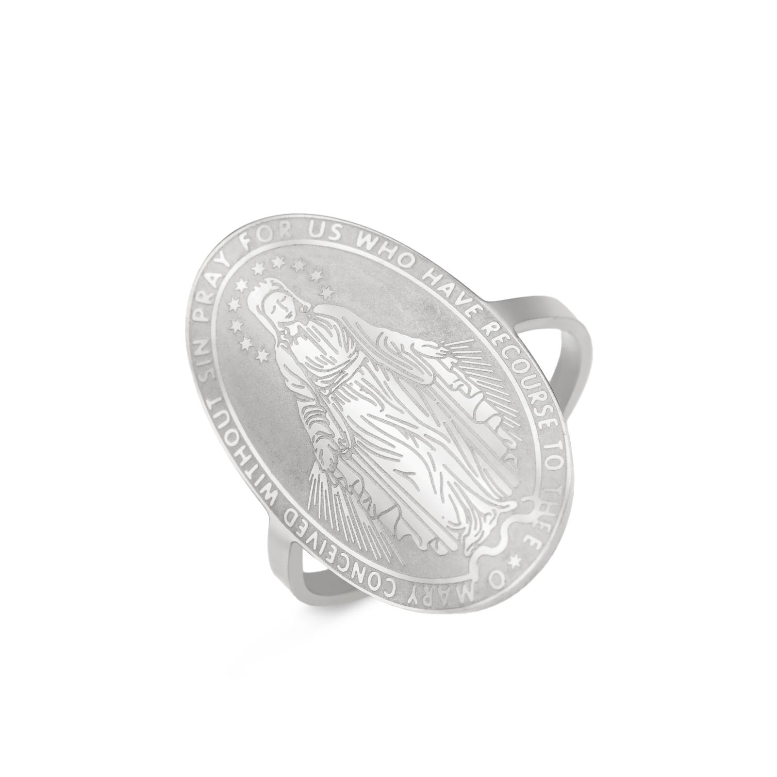 

LIKGREAT Virgin Mary Ring for Men Women Stainless Steel Rings Adjustable Size Catholic Religious Jewelry Amulet Gift for Baptism