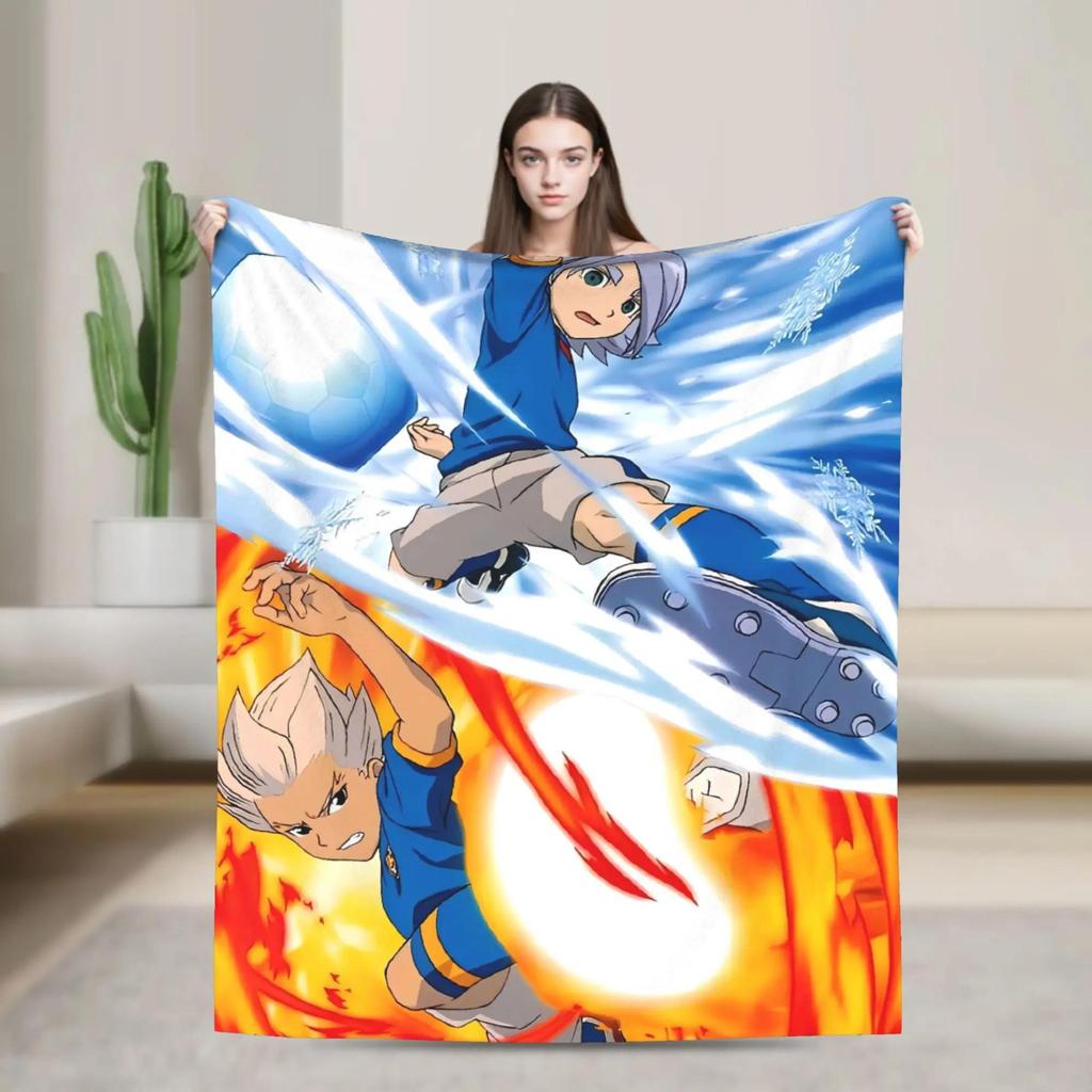 Inazuma Eleven Axel Blaze Gouenji Flannel Throw Blanket for Couch Chair Soft Plush Bedspread Picnic Blanket Gift Idea