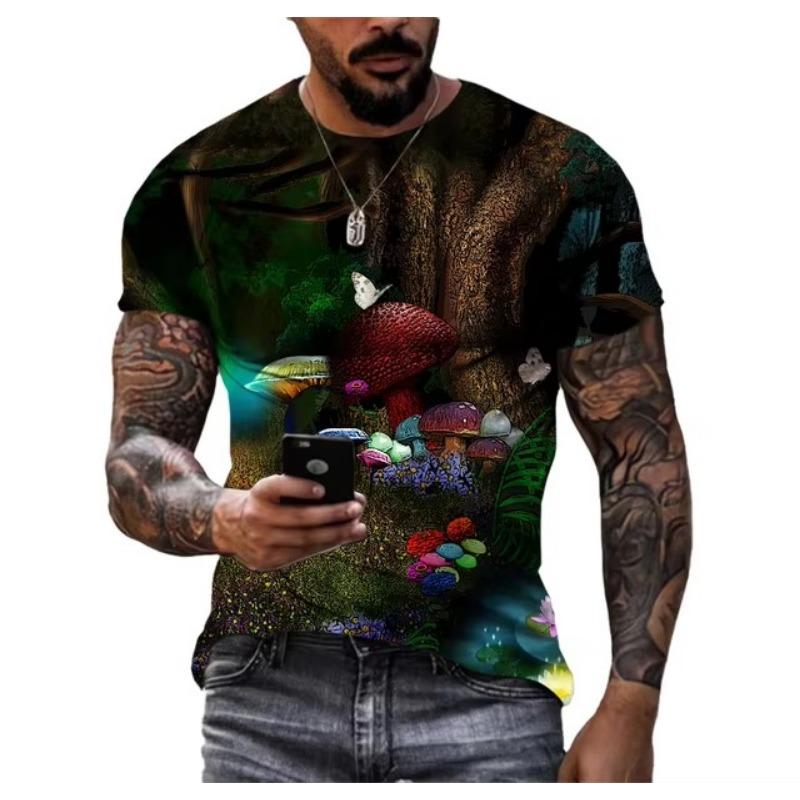 Graphic T Shirts Men Fashion Natural Scenery Pattern T Shirt Handsome Casual 3D Print T-shirt Summer Mountains Rivers Tops