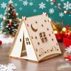 4pcs Christmas Decorative Wooden Triangular Tent Houses, for Holiday Decoration, Desktop Ornaments, Party Setups, Home Decor, and Holiday Gifts