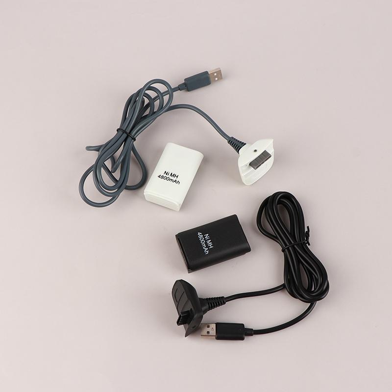 1Set 4800Mah Rechargeable Battery Pack Black/White For Xbox 360 Wireless Game Controller Gamepads With Usb Charging Cable