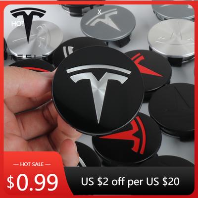Autocollant de Voiture 4 Pièces 56mm Cache-Moyeux de Roue de Voiture Cache-Jante de Pneu Remplacement Décoration Accessoires Auto Pour Tesla Modèle 3 Modèle