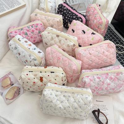 Large Capacity Cute Quilted Cosmetic and Stationery Bag for Girls