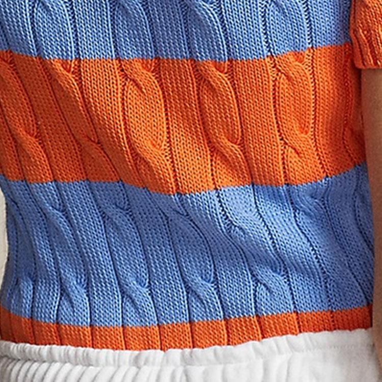 Polo Ralph Lauren SS24 Striped Cable Knit Crew Neck Slim Fit Short Sleeve Sweater Women sweater Multicolor WMPOSWENC020886-400