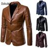 Herren Slim PU Leder Reversjacke Herbst & Winter 2023