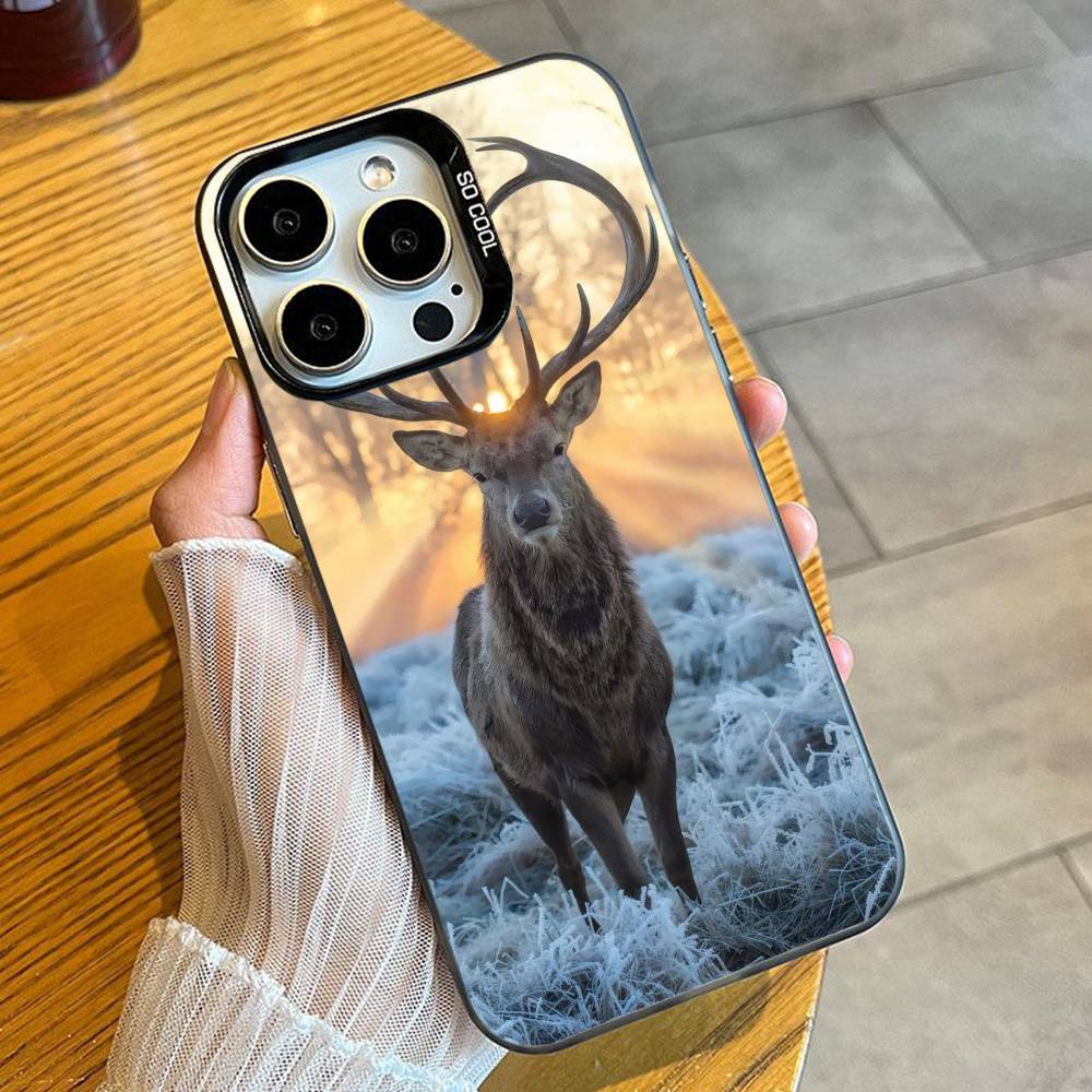 Lucky DEER Bless You Printing Phone Case For iPhone 16 17 15 14 12 13 Pro Max Black Candy Matte Shockproof Cover