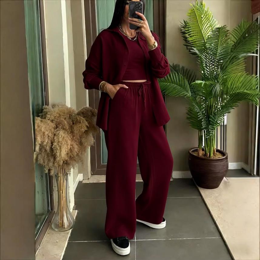 Spring Fashion Women's Plus Size Two-Piece: Linen-Style Shirt & High-Waisted Loose Pants