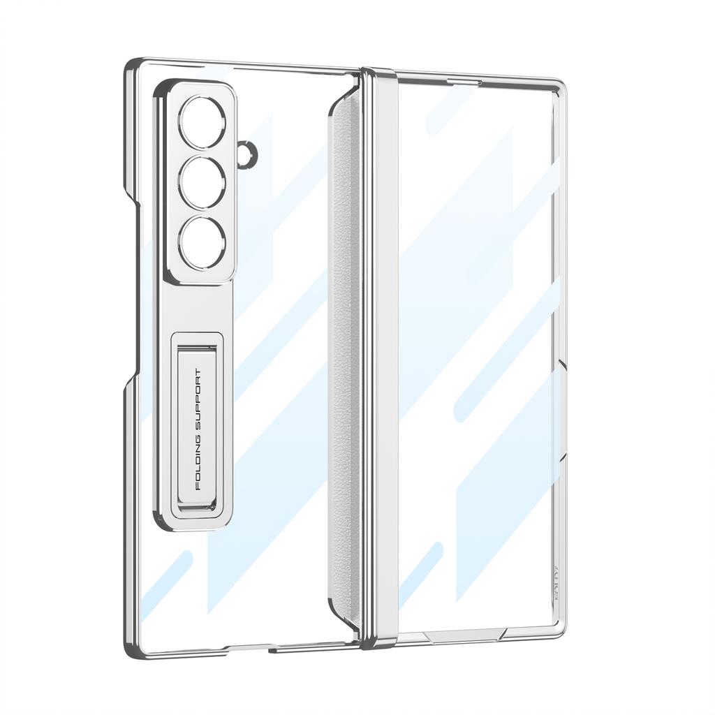 GKK Clear Electroplated Plating Hard PC Protective Folding Phone Case with Bracket Stand Holder Case for Samsung Galaxy Z Fold 7