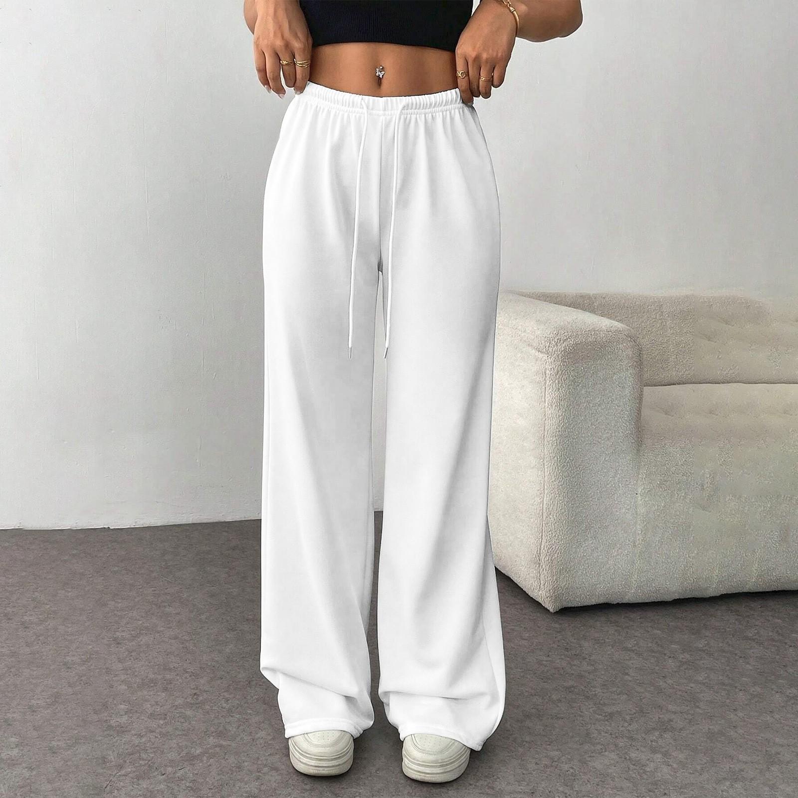 

Женские модные свободные однотонные повседневные спортивные брюки с завязками на талии, повседневные широкие брюки XL белый