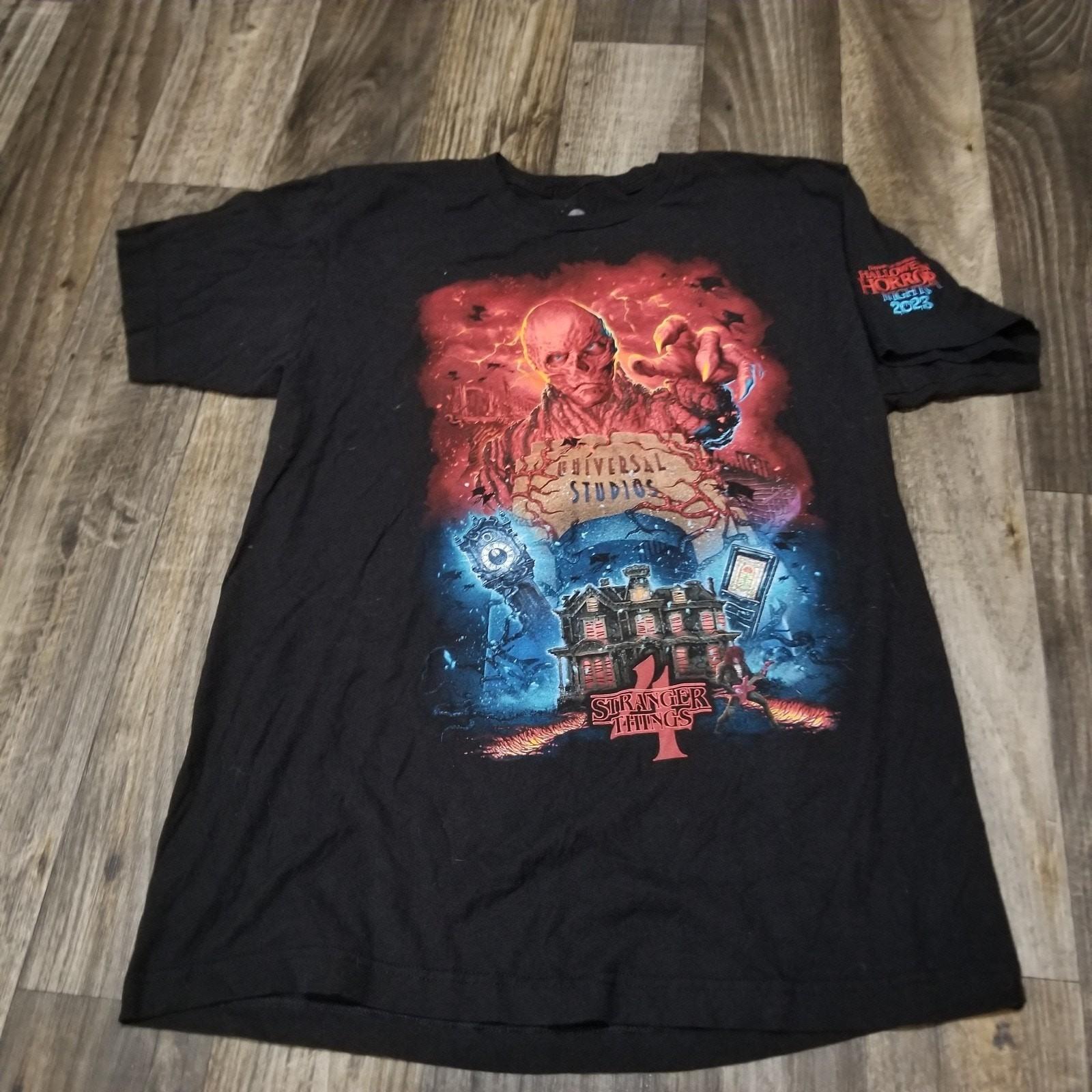 Halloween Horror Nights Stranger Things 4 2023 Black Shirt Large Vecna Unisex T-Shirt S