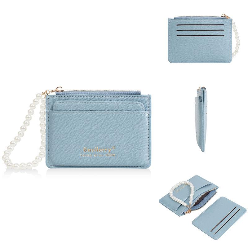 Baellerry Mini Purse Women Men Fashion Thin Wallets Pearls Zipper Coin Purse Card Holder Money Bags GZW