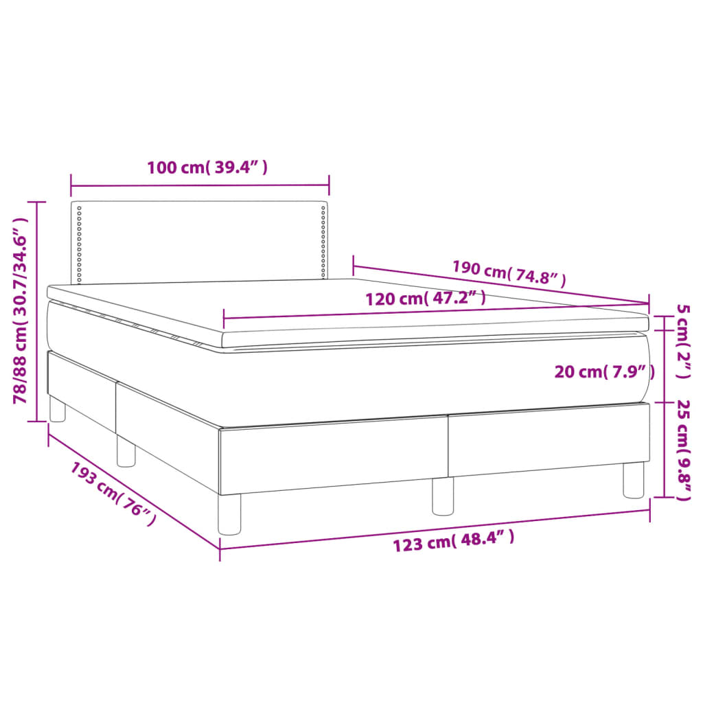 Box Spring Bed with Mattress Black 120 X 190 Cm Faux Leather