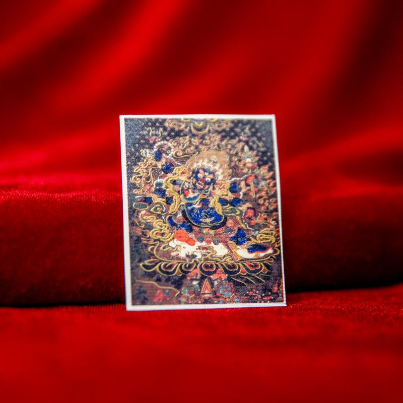 Tibetan Thangka Painting Core Cloth: Mahakala, Black Jambhala, Yamantaka, 4×5cm