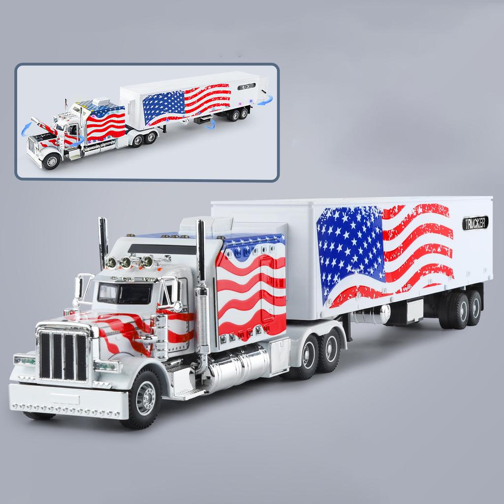 1:24 Peterbilt 389 Heavy Duty Truck Alloy Model Car Toy Diecasts Metal Casting Sound and Light Car Toys For Children Vehicle