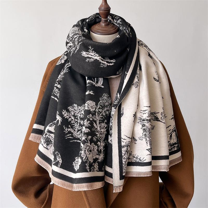 Winter Scarf Mature Elegant Luxury   Shawl Windproof And Warm Women'S Scarf  Pashmina Scarves Poncho Para Dama