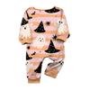 Family Matching Halloween Print Pajama Set Long Sleeve Tops and Pants for Parents and Kids