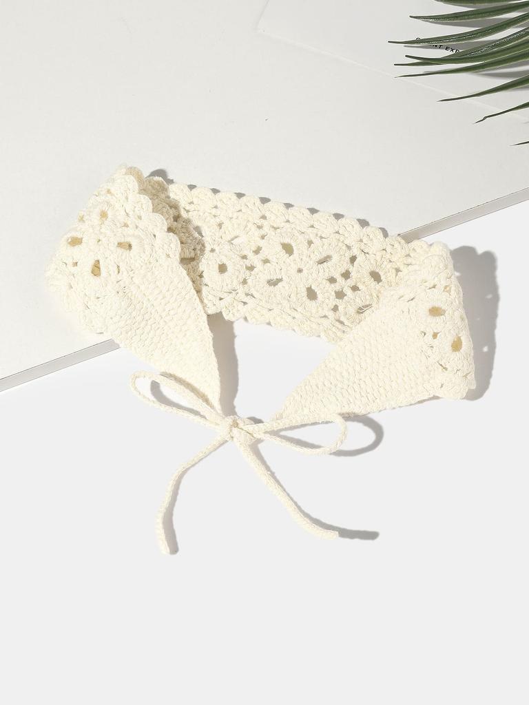 1 Flower-hollowed-out Knitted Hair Band, Colorful Woven Ribbon, Versatile Hair Accessory, Cute Girl's Hair Band