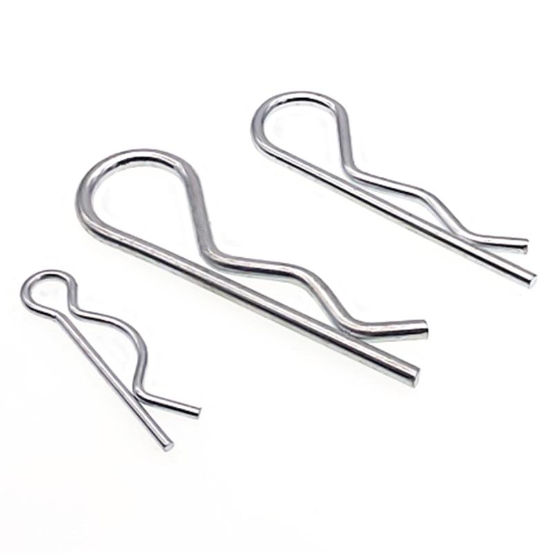 Cotter Pins 100pcs R Clips Hitch Pin Clip Assortment Kits 6 Size Carbon Steel R Pin for Threaded Connection and Anti