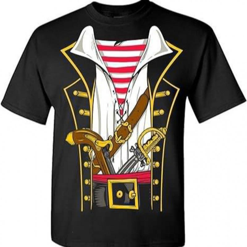 Sommer Herren Piraten 3D-Druck Rundhals-T-Shirt