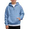 Waffel-Kapuzenpullover für Jungen, Viertelreißverschluss, Kapuzenpullover, Kinder, Langarm, Strickpullover, Oberteile mit Tasche für Teenager und Kinder, 3-14 Jahre