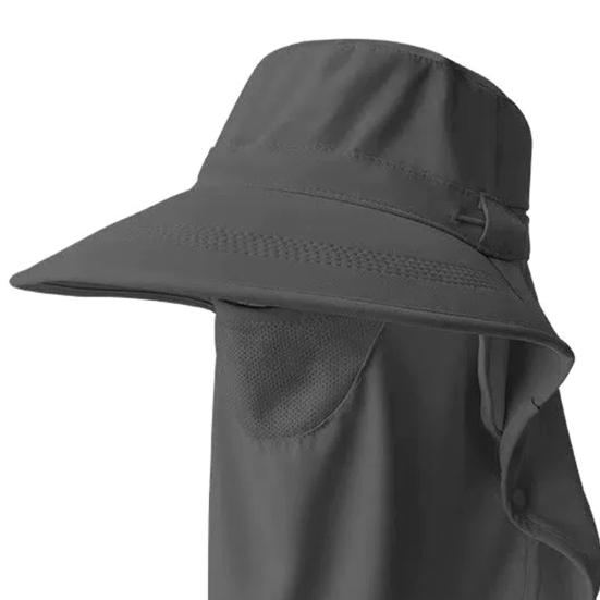 Sun Hat Detachable Face Guard Shawl 3-in-1 Oversized Sun Protection Hat with Anti-UV Fabric Breathable Ponytail Hole Outdoor