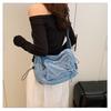 Fashion Solid Color Strap Design Women Casual Denim Crossbody Bag For Streetwear