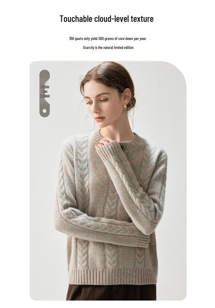 Pull élégant en tricot cachemire pour femme, Automne/Hiver 2026: Col rond, Demi-boutonnage, Coupe ample, Épais et élégant