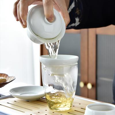 File di alta gamma Ceramica Dehua Porcellana bianca Set da tè Kung Fu portatile Ufficio Regalo aziendale Tazza con coperchio