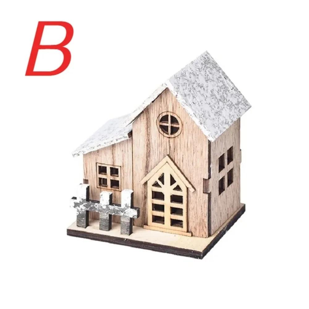 2pcs Christmas LED Light Wooden House Luminous Cabin Merry Christmas Decorations for Home DIY Xmas Tree Ornaments Kids Gifts