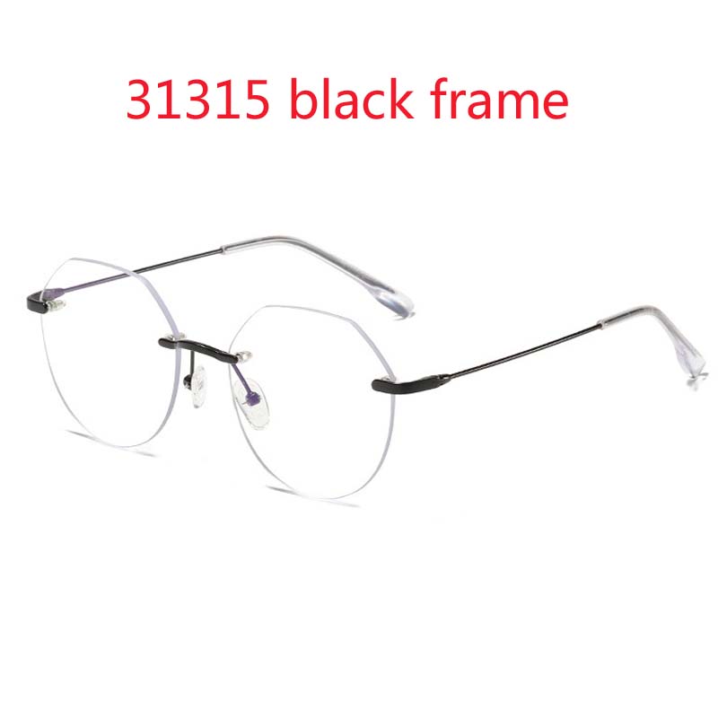Metal Rimless Glasses Frame Women Prescription Anti-blue Light Myopia Optical Oval Eyewear 0 -0.5 -1.0 -1.5 To -5.0