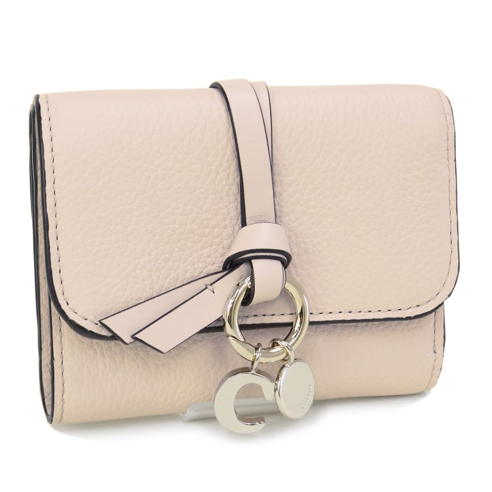Chloe CHC21WP945F57 WILD GREY 084 24AW Pink Gray Wallet Alphabet Flap Small Trifold Wallet Women's [Used]