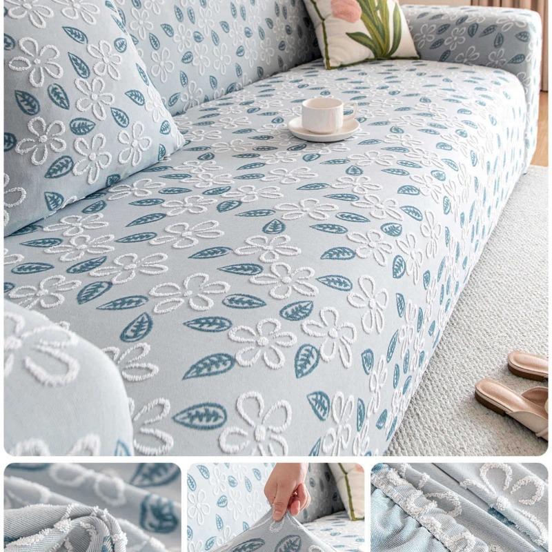 

Floral Leaf Jacquard Chenille Anti Cat Scratch Elastic Sofa Cover All Inclusive Furniture Protector Skin-Friendly Dust Slipcover S 90-140cm