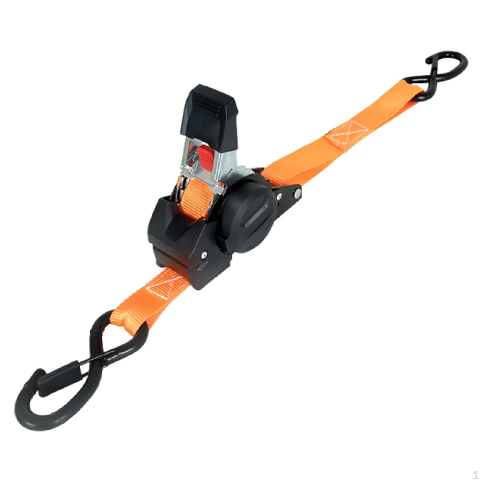 

Автоматически втягивающийся крепежный ремень Сверхпрочный полиэстер Многофункциональный Самозатягивающийся для прицепов, 2.5cmx3 Meters оранжевый