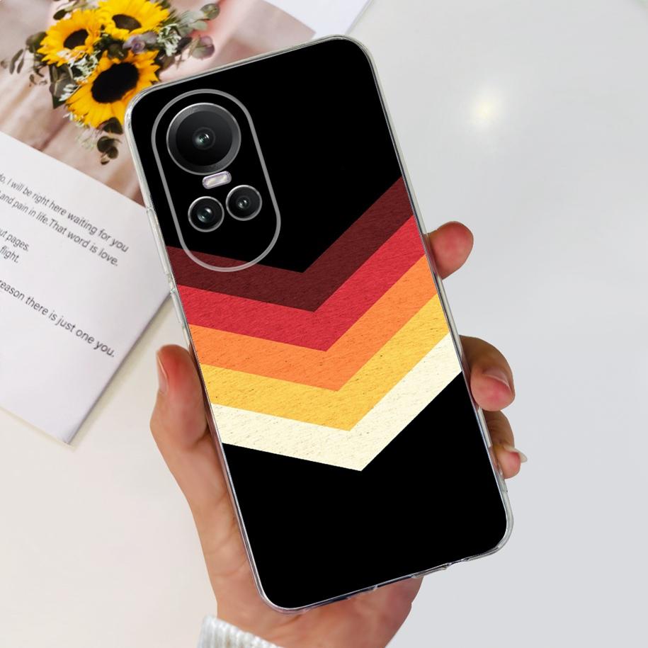 For Oppo Reno 10 Pro 5G Case Reno 10 Phone Case Fashion Flower Cartoon Clear Silicone Shockproof Cover For Reno10 Pro Plus Coque