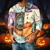 Men's Casual Shirt with Raglan Three-Quarter Sleeves - Halloween Print Top