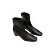 Height Increase 0CM~ New Square Head Elastic Thin Short Boots Women's Inner Height Increase After Zipper Thick Heel Boots Autumn and Winter Versatile