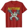 Retro Autism Skeleton Funny Women T-Shirt Neurodivergent Autism Awareness Support Graphic Tee Halloween Gifts Women Clothes