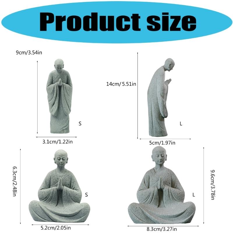 Praying Monk Statue Buddhas Statue Figurines Aquarium Decorations for Garden Outdoor Indoor Ornament Fish Tanks Decors