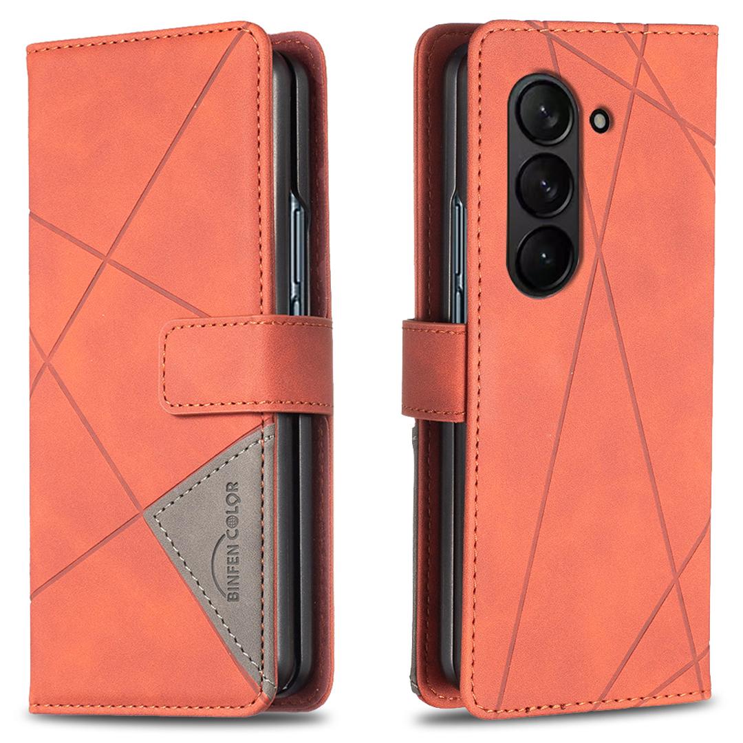 

BINFEN COLOR BF05 For Samsung Galaxy Z Fold6 5G Case PU Leather Geometric Phone Cover B