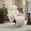 Manual Recliner Chair with Footrest, Upholstered Reclining Armchair with Adjustable Backrest and Cup Holder, PU Leather Swivel Chair for Living Room