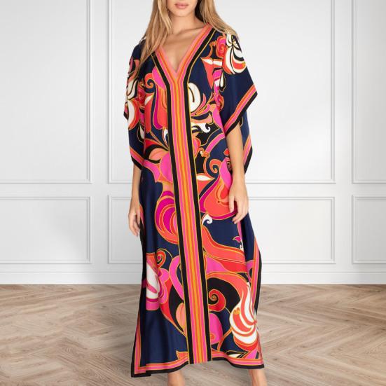 

Модное платье-прикрытие с рукавами «летучая мышь», легкий купальник с защитой от УФ-лучей, халат-платье, пляжная одежда чёрный