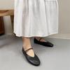 Johnature Genuine Leather Flats Women's Shoes Round Toe Casual Shallow Belt Buckle Soft Soled Shoes