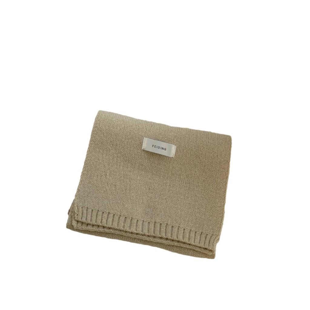 Ins Korean Style Solid Color Scarf Woolen Student White Knitted Scarf Male Korean New Girl Label Warm and Thick