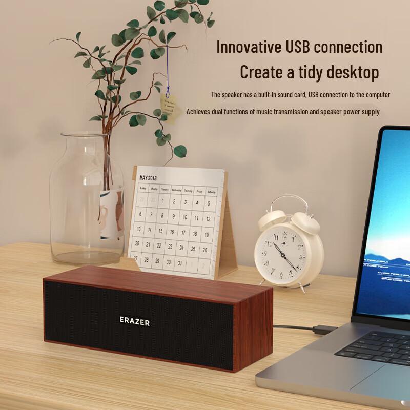 Lenovo D01 Wooden Wired Bluetooth Computer Speaker