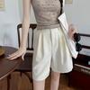 Lazy Fu Suit Shorts for Women Wearing Summer Thin Style Slim and Drooping Ice Silk Wide-leg Pants Casual Five-point Mid-size Pants