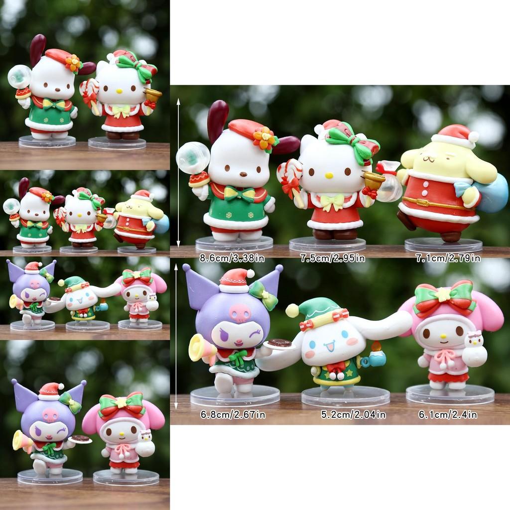 Hello Kitty Kuromi My Melody Christmas Themed Mini Model Desktop Decor Ornament For Holiday Gift And Collectible
