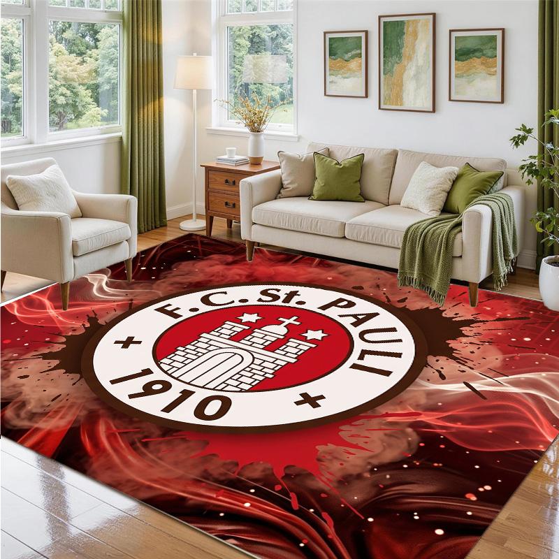 FC St. Pauli Football Design Crystal Velvet Rug Soft Decorative Mat for Bedroom Entrance